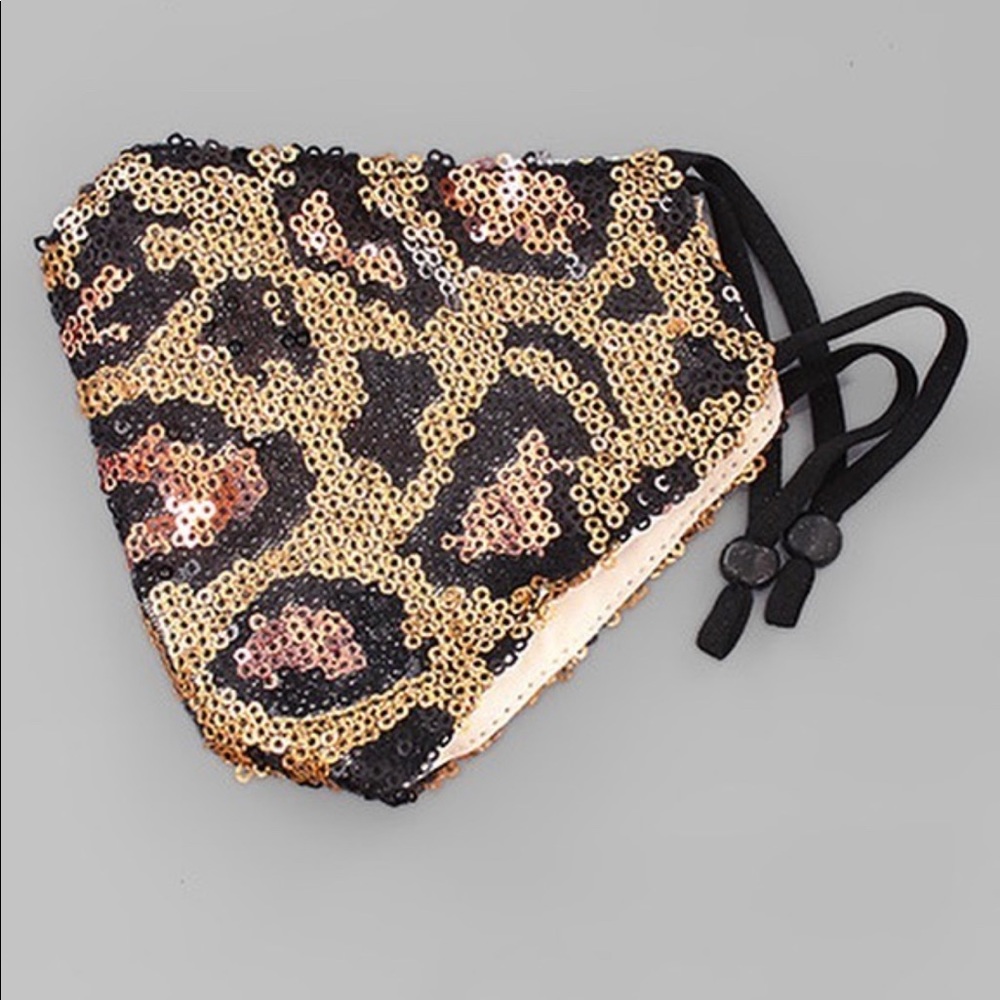 Leopard Sequin Rosegold/Gold Fashion Mask